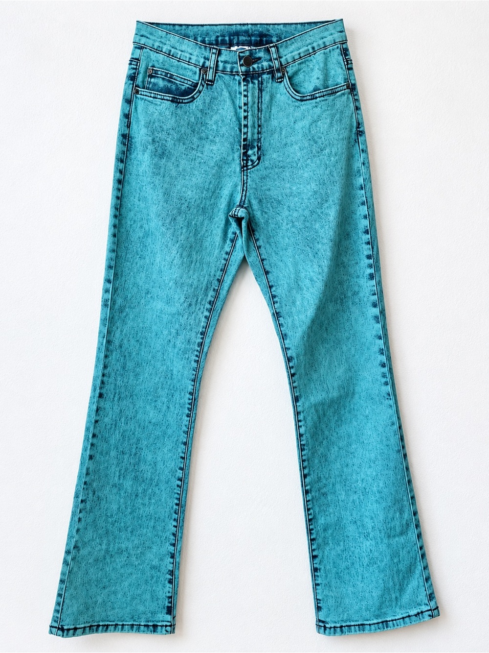 DG by Diane Gilman Size 8 Teal Acid Wash High Rise Flare Jeans Y2K